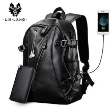 Load image into Gallery viewer, USB Charge PU Leather Backpack
