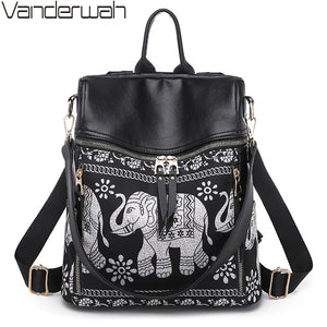 Elephant Print Women Backpack
