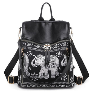 Elephant Print Women Backpack