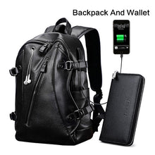 Load image into Gallery viewer, USB Charge PU Leather Backpack