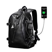 Load image into Gallery viewer, USB Charge PU Leather Backpack