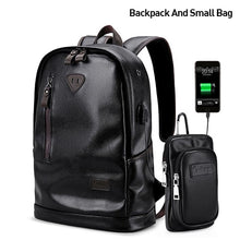 Load image into Gallery viewer, USB Charge PU Leather Backpack