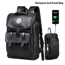 Load image into Gallery viewer, USB Charge PU Leather Backpack